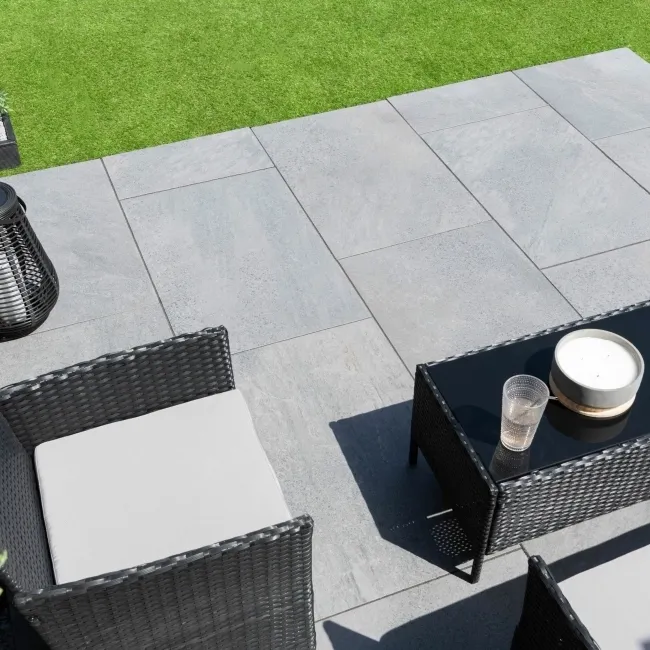 Triunfo Graphite Stone Effect Large Outdoor Porcelain Slab Tile