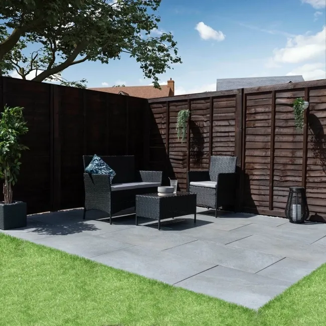 Triunfo Graphite Stone Effect Large Outdoor Porcelain Slab Tile