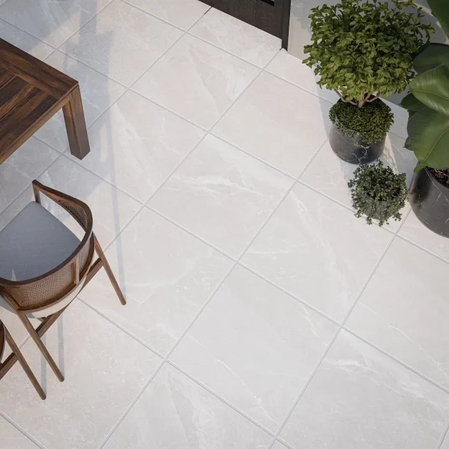 Kansas White Marble Effect Matt Porcelain Outdoor Slab Tile
