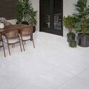 Kansas White Marble Effect Matt Porcelain Outdoor Slab Tile
