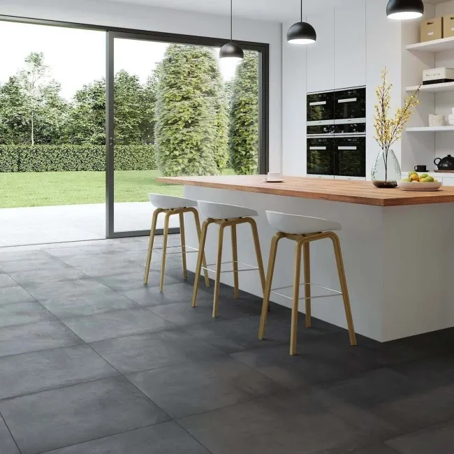 Waterfront Black Italian Matt Porcelain Floor Tiles