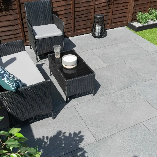 Triunfo Graphite Stone Effect Large Outdoor Porcelain Slab Tile
