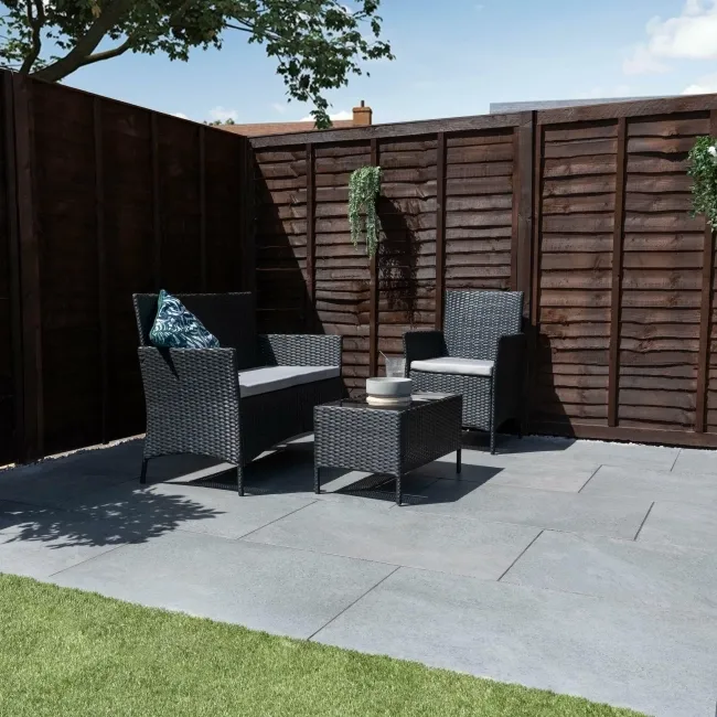 Triunfo Graphite Stone Effect Large Outdoor Porcelain Slab Tile