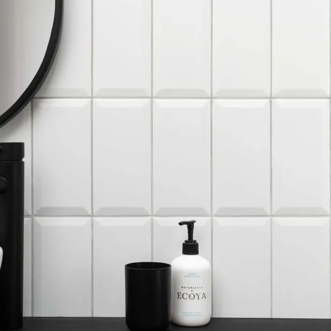 Subway Bevelled White Matt Ceramic Wall Tiles