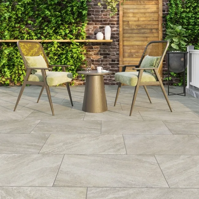 Vesuvio Light Grey Stone Effect Matt Porcelain Outdoor Slab
