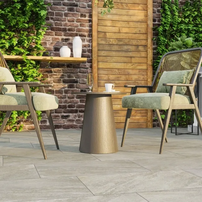 Vesuvio Light Grey Stone Effect Matt Porcelain Outdoor Slab