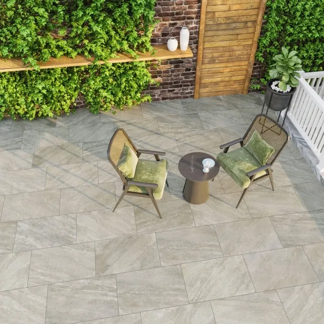 Vesuvio Light Grey Stone Effect Matt Porcelain Outdoor Slab