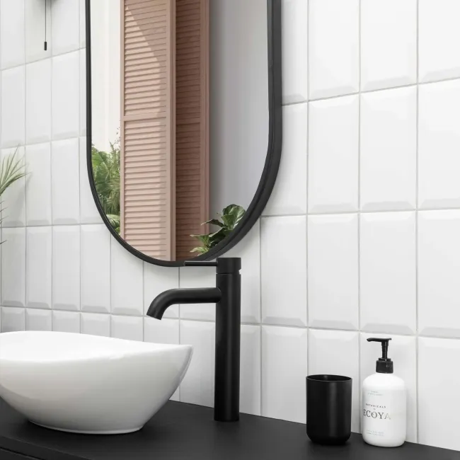 Subway Bevelled White Matt Ceramic Wall Tiles