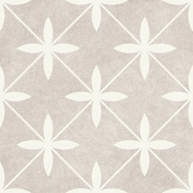 Flora Ivory Patterned Matt Ceramic Floor Tile