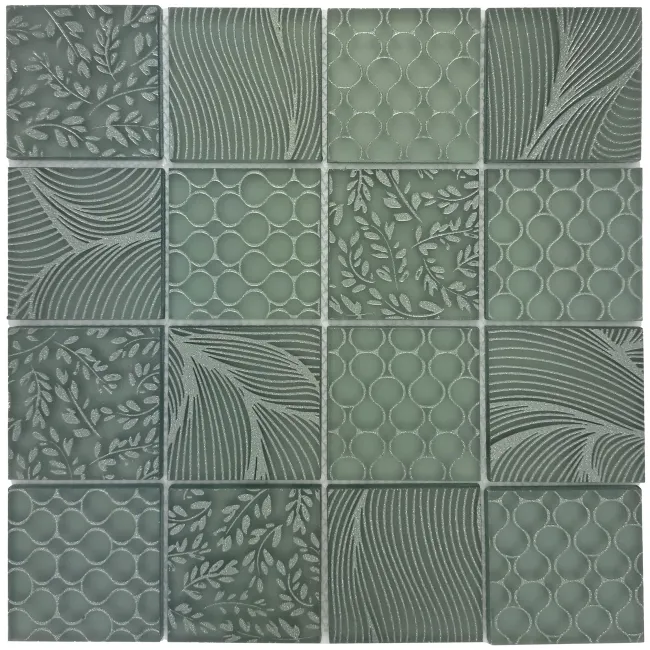 Hampton Green Patterned  Matt Glass Mosaic