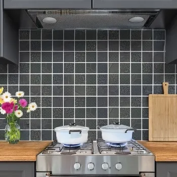 Hampton Black Patterned Matt Glass Mosaic