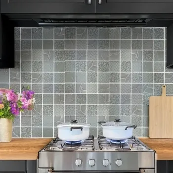 Hampton Silver Grey Patterned Matt Glass Mosaic