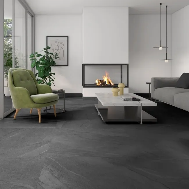 Halley Anthracite Slate Effect Matt Large Porcelain Floor Tile