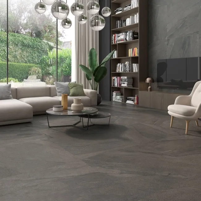 Halley Anthracite Slate Effect Matt Large Porcelain Floor Tile