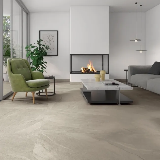 Halley Beige Slate Effect Matt Large Porcelain Floor Tile
