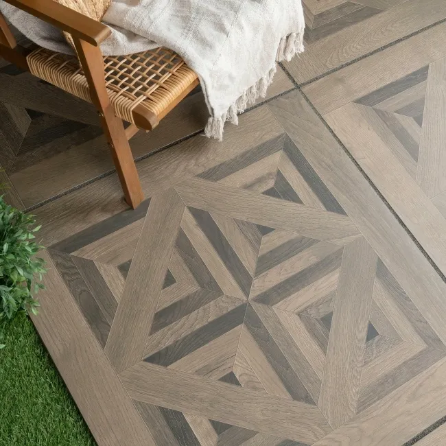 Galloway Walnut Brown Parquet Effect 20mm Porcelain Paving Slabs