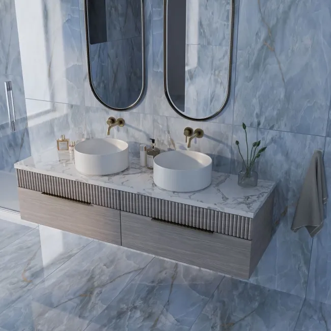 Omen Blue Onyx Marble Effect Matt Porcelain Tile