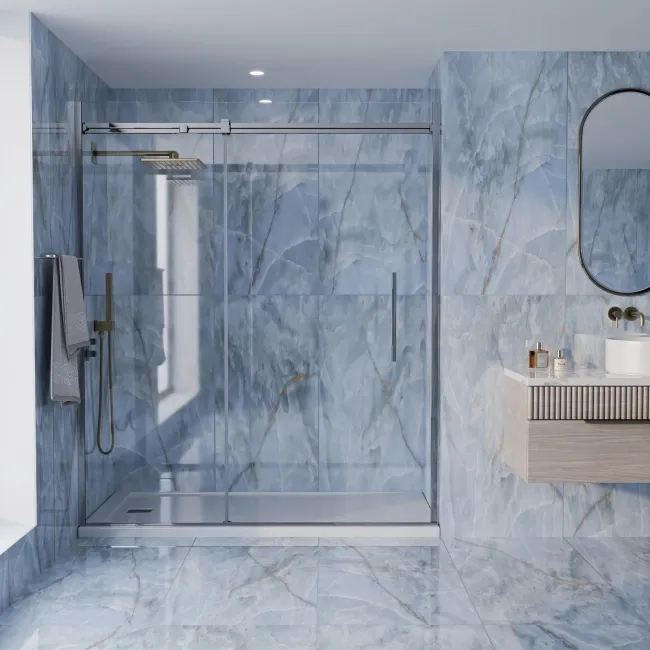 Omen Blue Onyx Marble Effect Matt Porcelain Tile