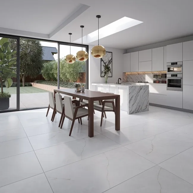 Omen White Onyx Marble Effect Matt Porcelain Tile