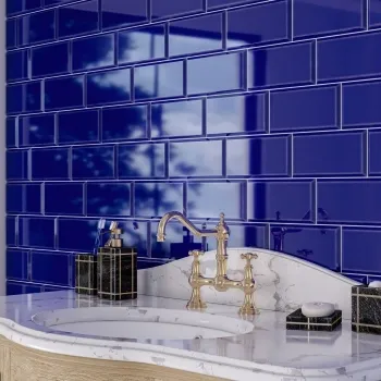 Metro Bevelled Victorian Cobalt Blue Gloss Ceramic Wall Tile