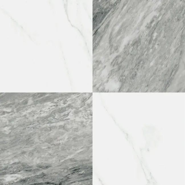 Marble Chess Effect Grey & White Matt Porcelain Tile