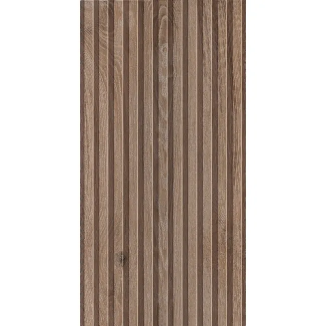 Dakaris Nut Slatted Wood Effect Matt Porcelain Tile
