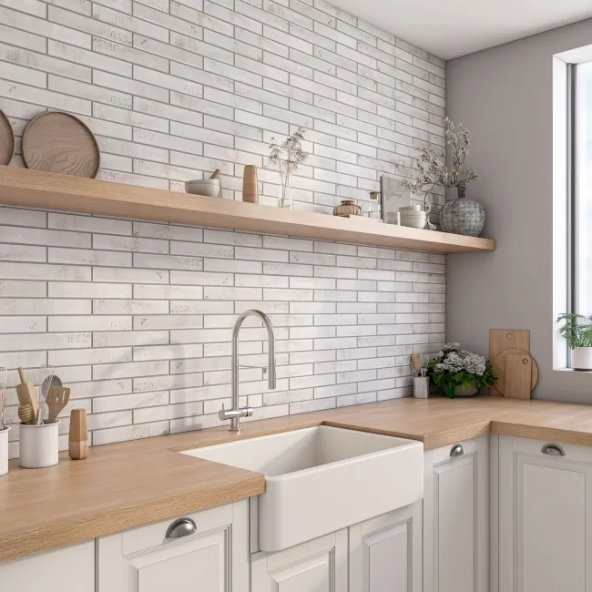 Cool Ash Grey Brick Effect Matt Ceramic Wall Tile