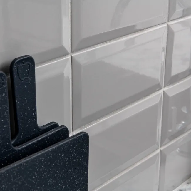 Subway Bevelled Grey Gloss Ceramic Wall Tiles