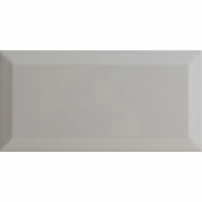Subway Bevelled Grey Gloss Ceramic Wall Tiles