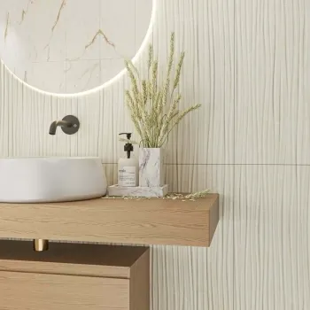 Fior Di Bosco Ivory Decor Marble Effect Gloss Ceramic Wall Tile