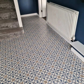 Brighton Blue Pattern Porcelain Floor Tiles