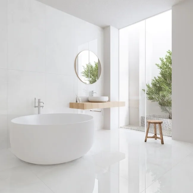 Precious White Onyx Marble Effect Polioshed Porcelain Tile