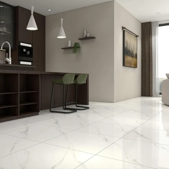 Alaskan Calacatta White Marble Effect Polished Porcelain Floor Tile
