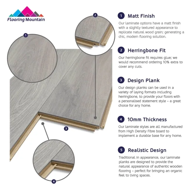 Boscage Warm Stone Oak Design Laminate Flooring 10mm