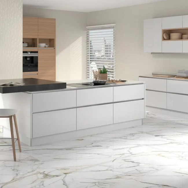 Calacatta Golden Grey Marble Effect Polished Porcelain Wall and Floor Tile