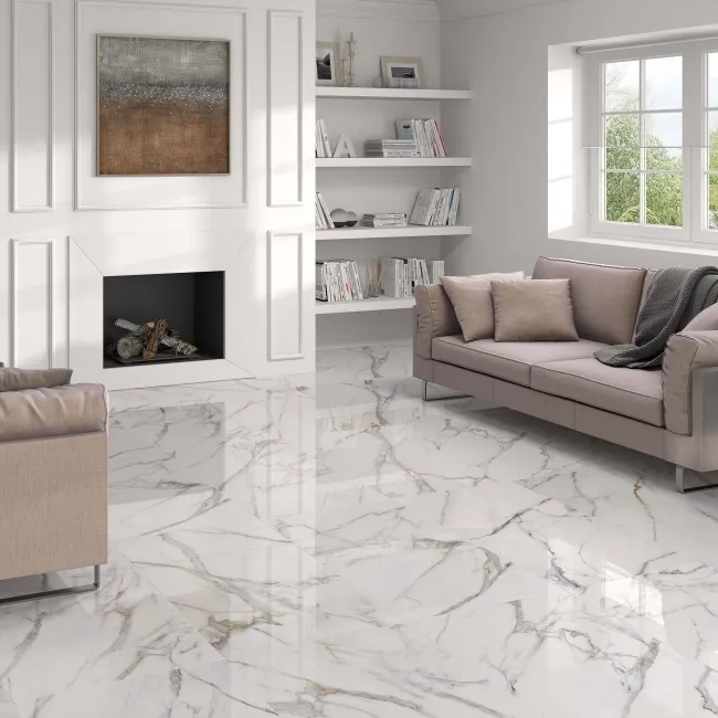 Calacatta Golden Grey Marble Effect Polished Porcelain Wall and Floor Tile