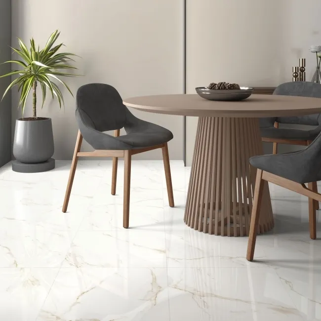 Carrara Gold Marble Effect Gloss Ceramic Floor Tile