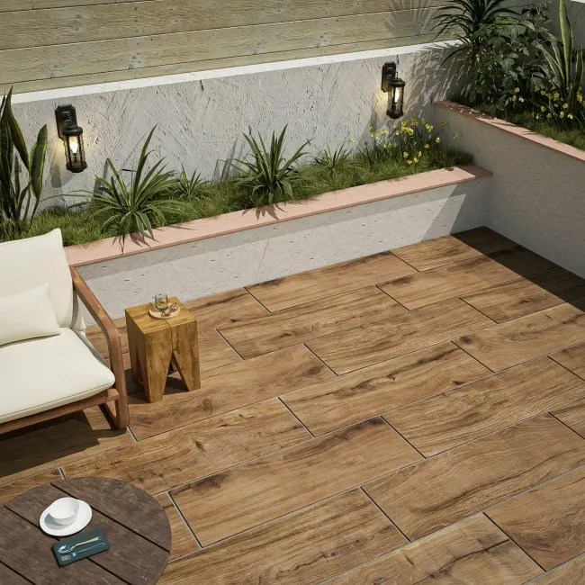 Craftwood Natural Oak Effect Porcelain Outdoor Slab Tile