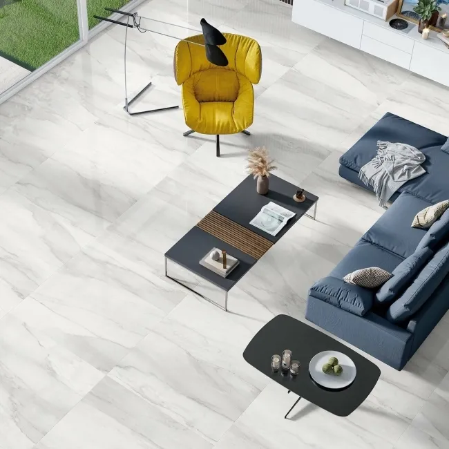Delicatto White Marble Effect Polished Porcelain Wall and Floor Tile