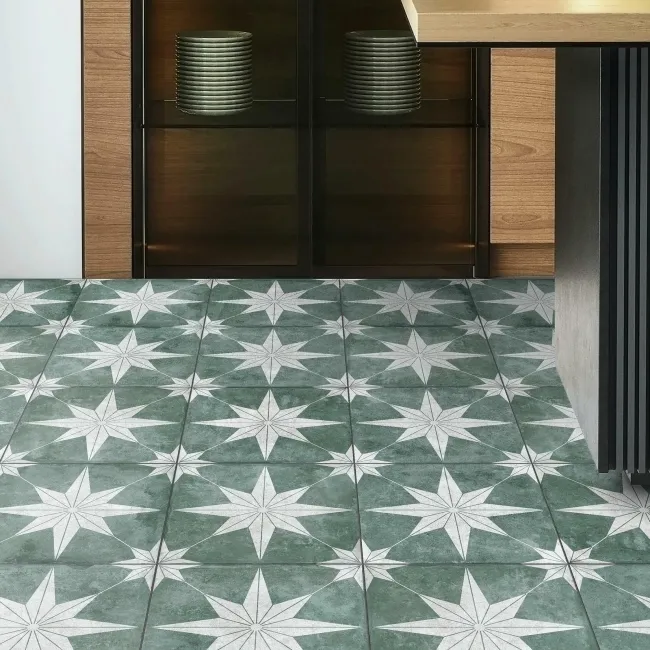 Supernova Star Green Patterned Matt Vitrified Ceramic Floor Tile