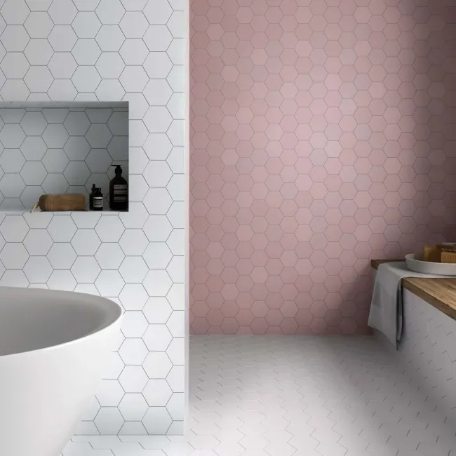 Kromatika Hexagon Rosa Pink Porcelain Wall & Floor Tile