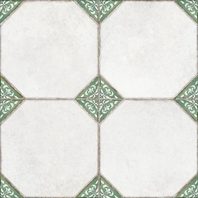 Leeds Green Patterned Matt Porcelain Floor Tile