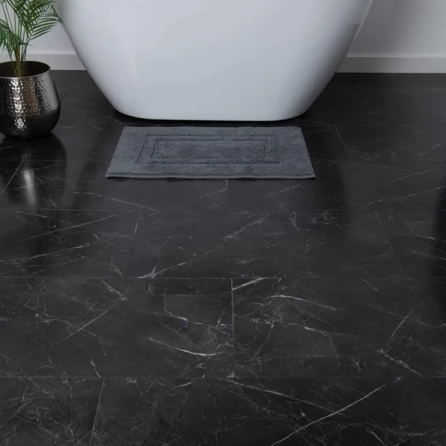 Marble Deluxe Black Grouted Tile Effect Luxury Click Vinyl Flooring 5.5mm