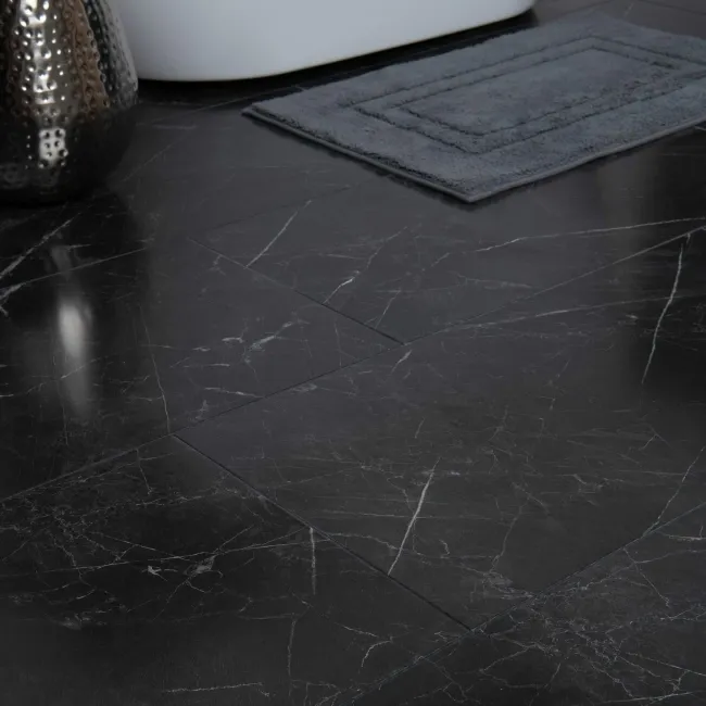Marble Deluxe Black Grouted Tile Effect Luxury Click Vinyl Flooring 5.5mm