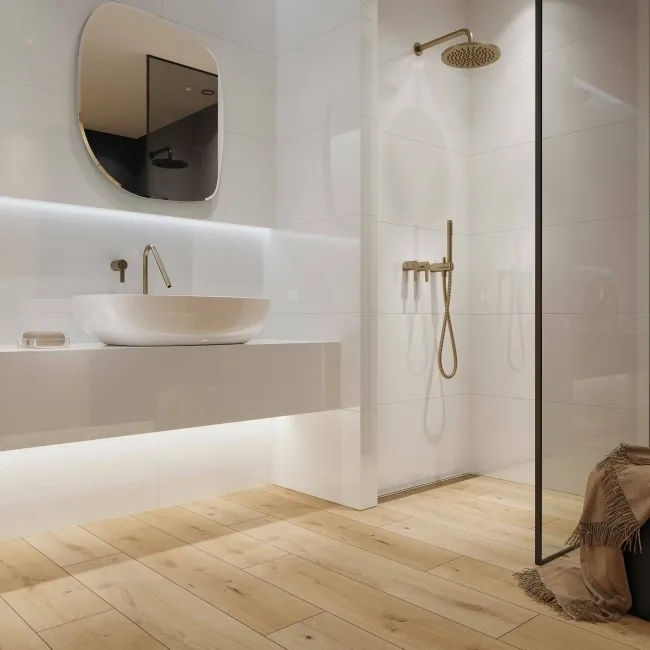 SandWood Beige Oak Wood Effect Matt Porcelain Floor Tile