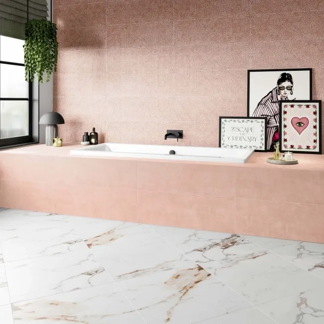 Tapiz Floral Decor Pink Matt Ceramic Wall Tile