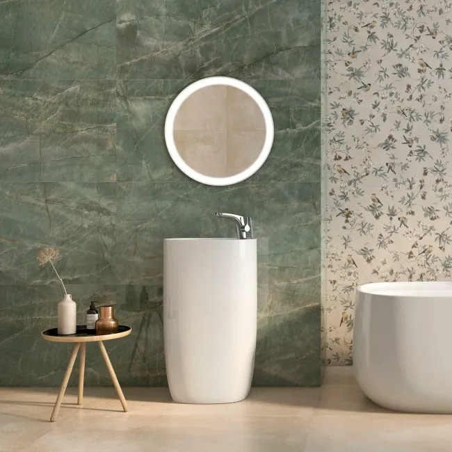 Roca Topazio Green Marble Effect Polished Porcelain Wall & Floor Tile