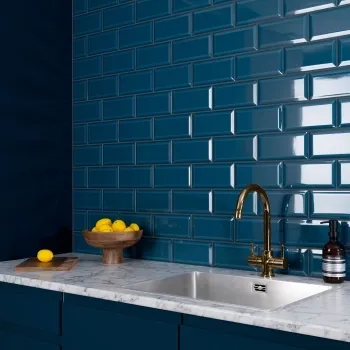 Metro Retro Bevelled Marine Blue Gloss Wall Tile