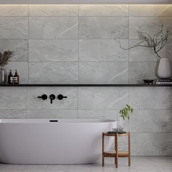 Fior Di Bosco Light Grey Marble Effect Gloss Ceramic Wall Tile