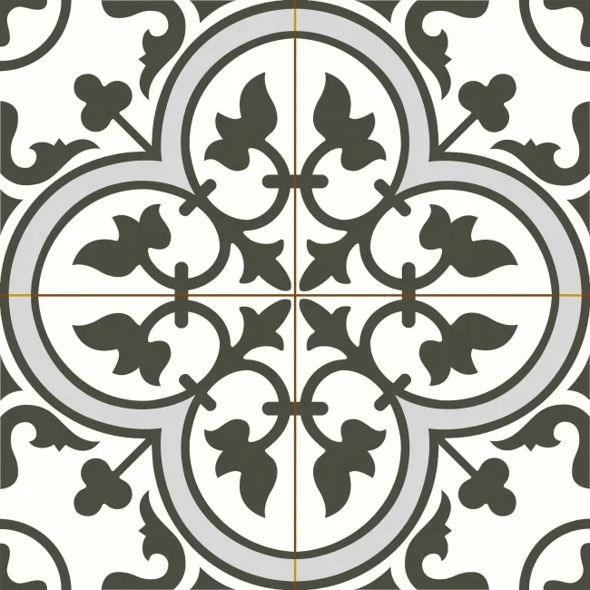Avon Grey Victorian Patterned Matt Ceramic Floor Tile